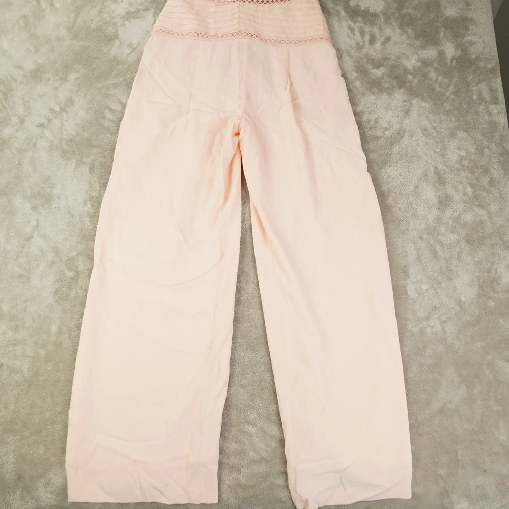REISS Regular Wide Leg Resort Jumpsuit in Blush Pink Women's 4 Chic City - Picture 5 of 14
